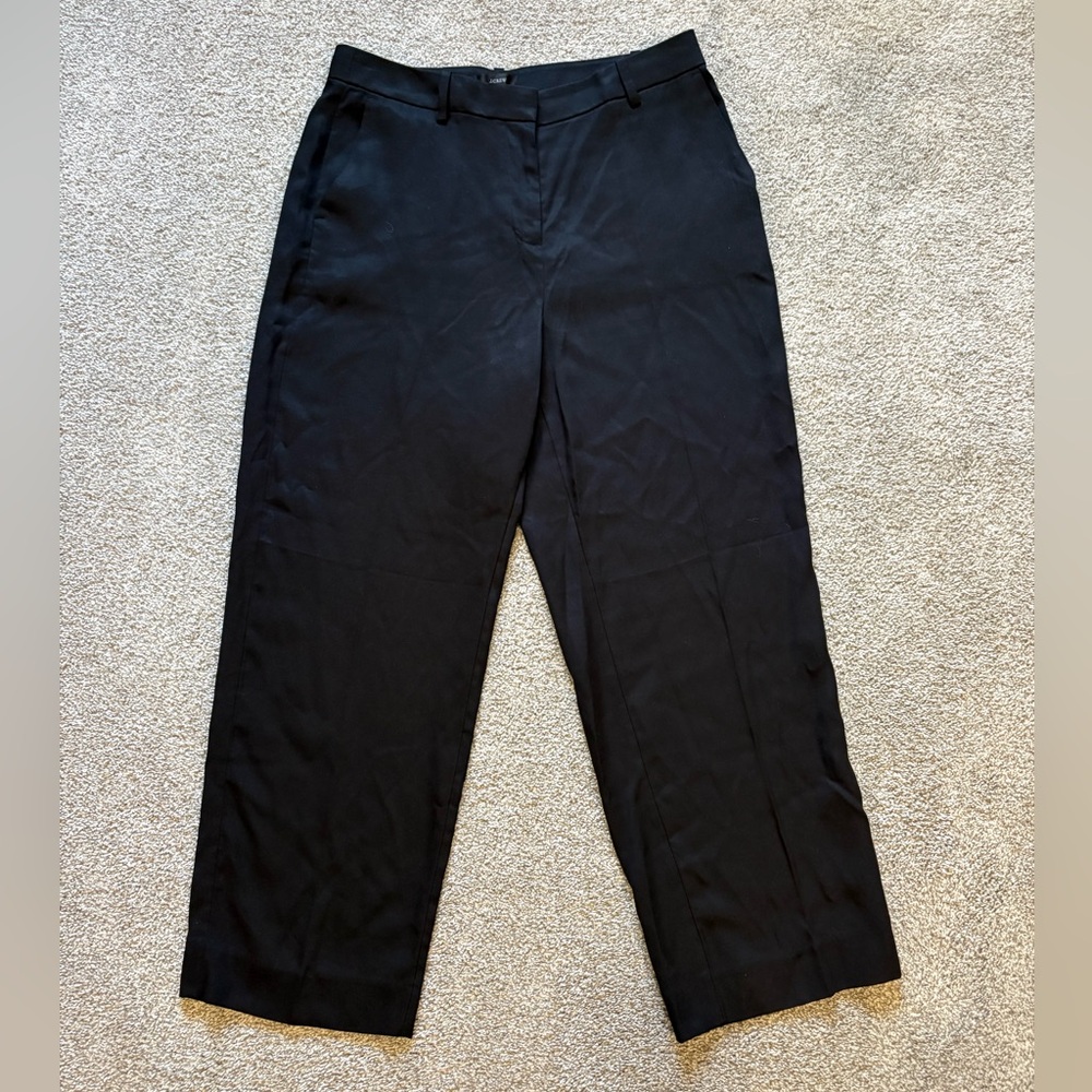 J. Crew Women’s Elegant Black Twill Straight/Wide Leg Dress Pants